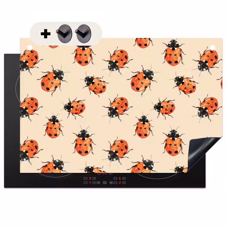2-in-1 Herdabdeckplatte & Spritzschutz - Marienkäfer - Muster - Rot - Lieveheersbeestjes - Patroon - Rood Inductie beschemer met haakjes klein 777
