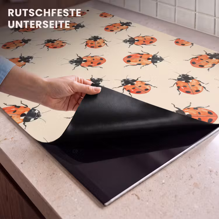 2-in-1 Herdabdeckplatte & Spritzschutz - Marienkäfer - Muster - Rot - Lieveheersbeestjes - Patroon - Rood Inductie beschemer met haakjes klein 777