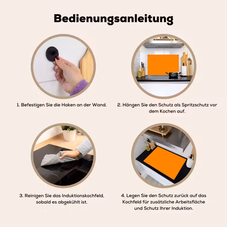Marigold - Glow - Oranje Inductie beschemer met haakjes klein 777 -ky-gebruik-de