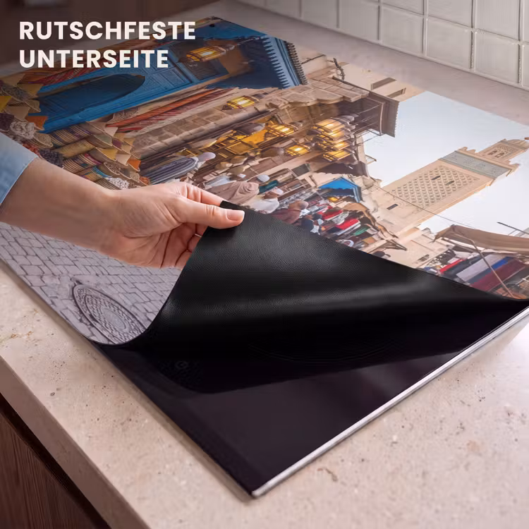 2-in-1 Herdabdeckplatte & Spritzschutz - Markt – Orientalisch – Farbenfroh - Markt - Oosters - Kleurrijk Inductie beschemer met haakjes klein