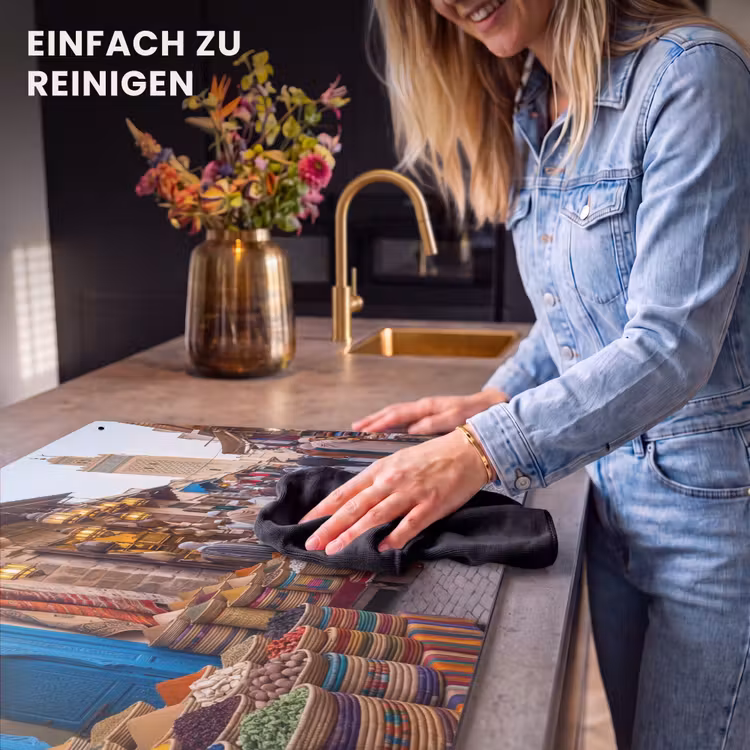2-in-1 Herdabdeckplatte & Spritzschutz - Markt – Orientalisch – Farbenfroh - Markt - Oosters - Kleurrijk Inductie beschemer met haakjes klein