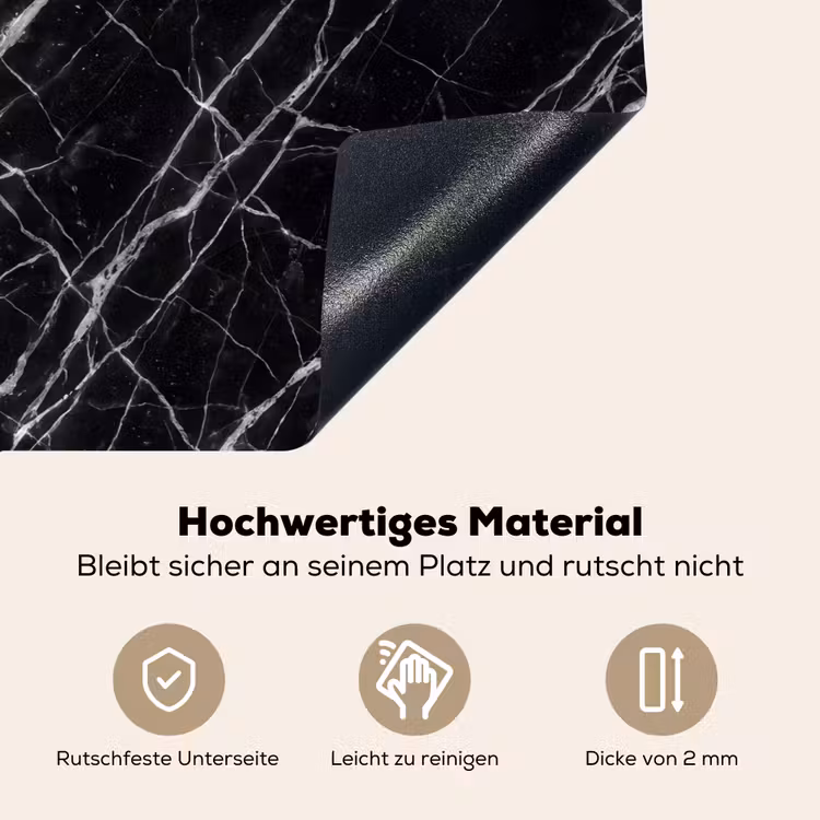 Marmer - Aders - Abstract - Zwart Inductie beschemer met haakjes klein -ky-onderkant-de