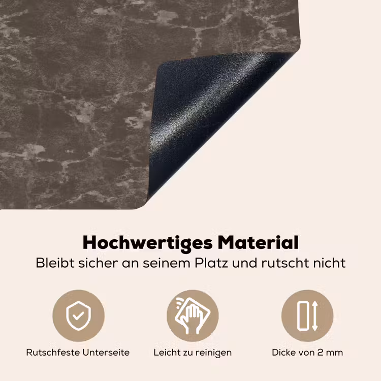 Marmer - Aders - Bruin Inductie beschemer met haakjes klein 777 -ky-onderkant-de