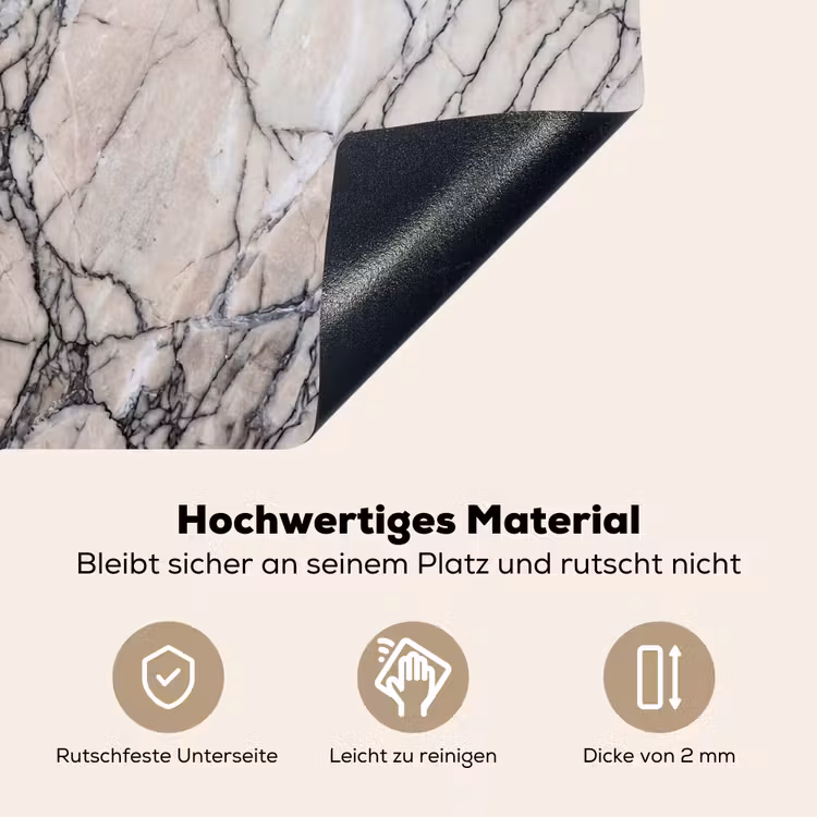 Marmer - Aderen - Patroon - Wit - Grijs Inductie beschemer met haakjes klein -ky-onderkant-de