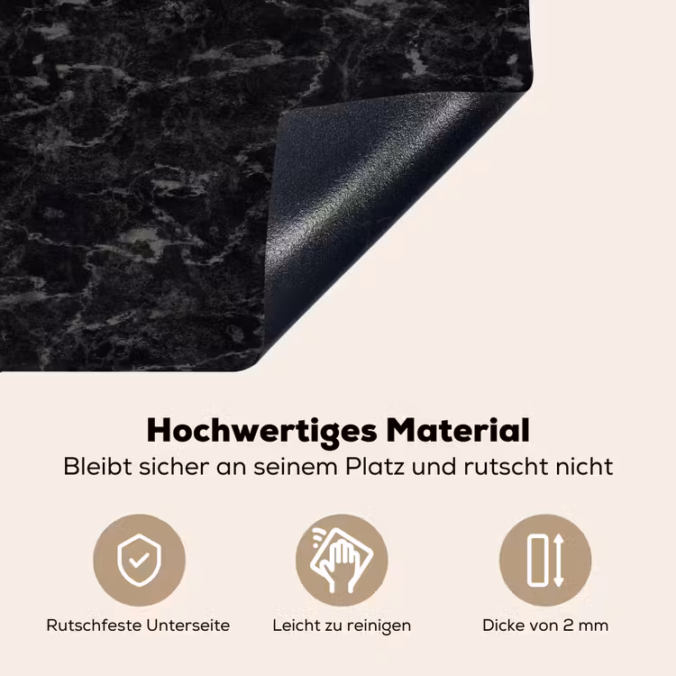 Marmer - Aders - Zwart Inductie beschemer met haakjes klein 777 -ky-onderkant-de
