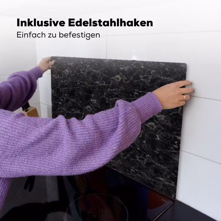 Marmer - Aders - Zwart Inductie beschemer met haakjes klein 777 -ky-ophangen-de