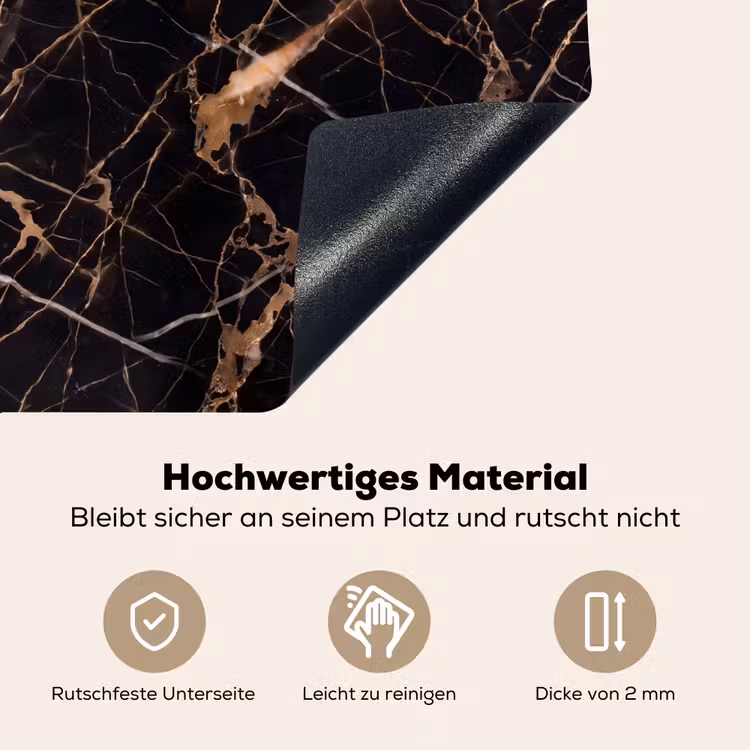 Marmer - Goud - Abstract - Zwart Inductie beschemer met haakjes klein -ky-onderkant-de