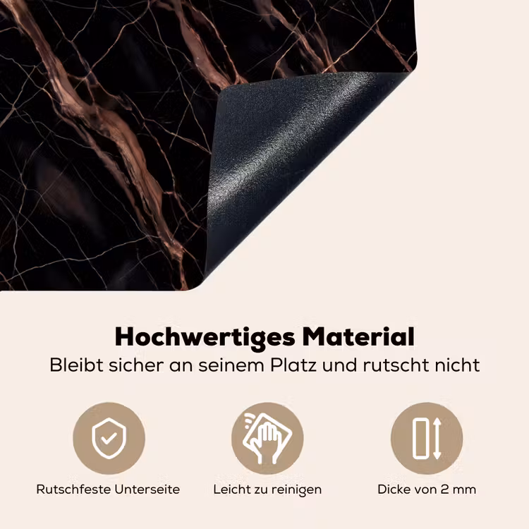 Marmer - Goud - Patroon - Luxe - Zwart Inductie beschemer met haakjes klein -ky-onderkant-de