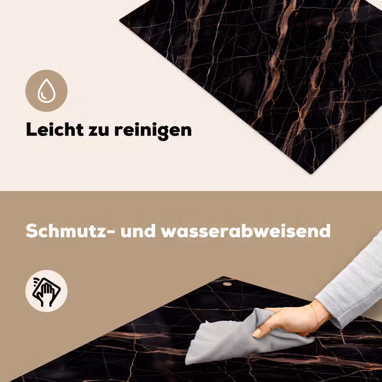 Marmer - Goud - Patroon - Luxe - Zwart Inductie beschemer met haakjes klein -ky-schoon-de