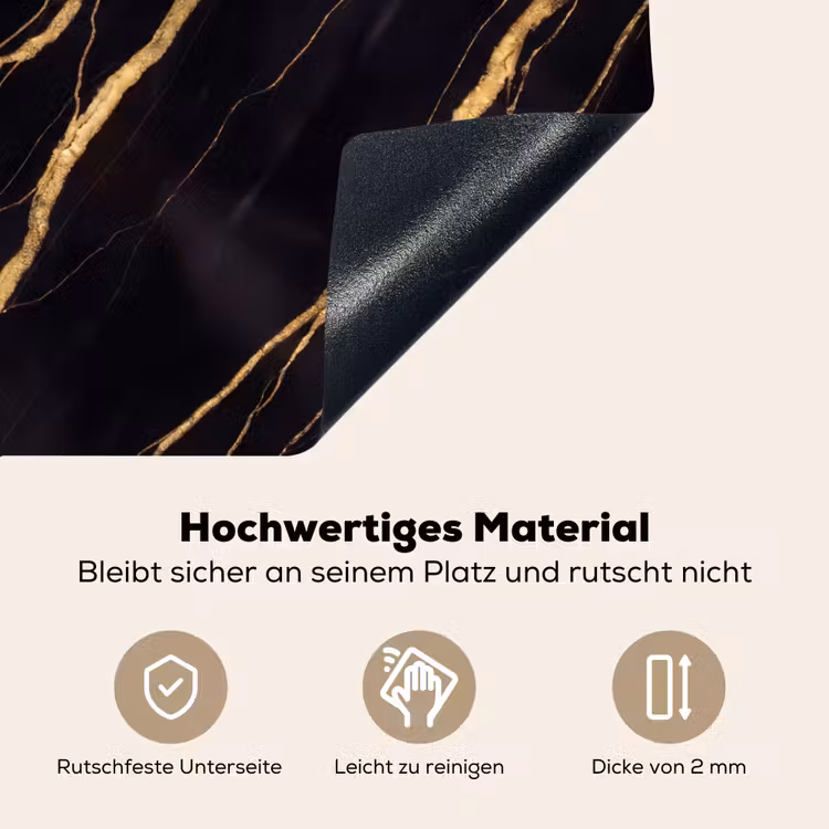 Marmer - Goud - Textuur - Abstract - Zwart Inductie beschemer met haakjes klein -ky-onderkant-de