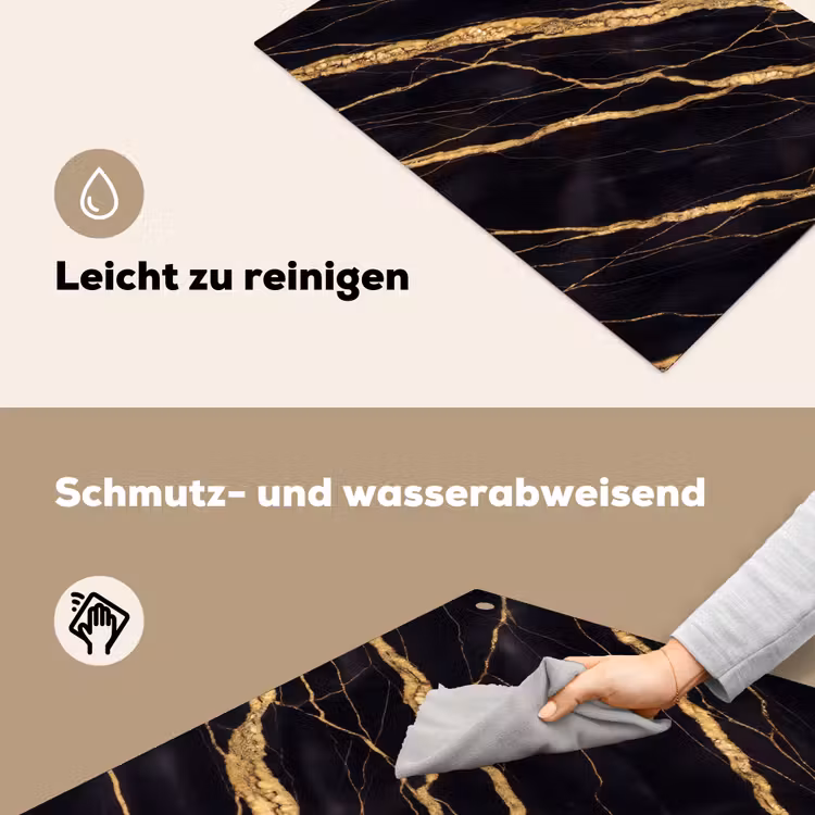 Marmer - Goud - Textuur - Abstract - Zwart Inductie beschemer met haakjes klein -ky-schoon-de