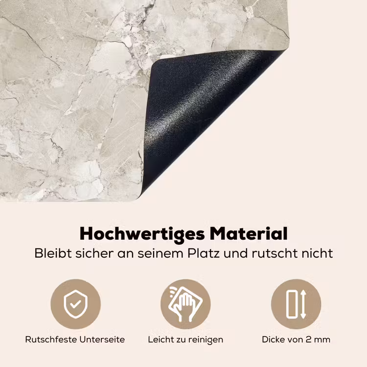 Marmer - Grijs - Aders Inductie beschemer met haakjes klein 777 -ky-onderkant-de