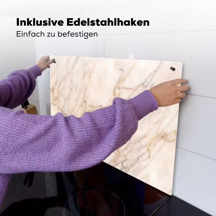 Marmer - Ader - Abstract - Wit - Goud Inductie beschemer met haakjes klein -ky-ophangen-de