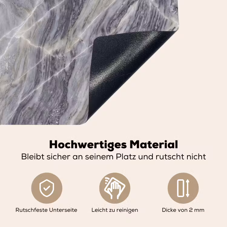 Marmer - Ader - Patroon - Abstract - Grijs Inductie beschemer met haakjes klein -ky-onderkant-de