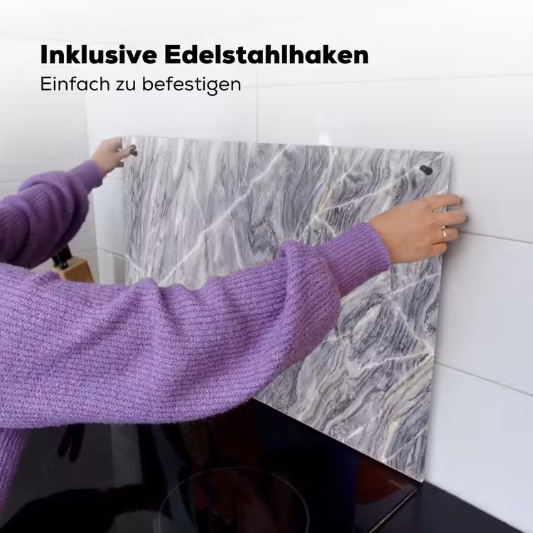 Marmer - Ader - Patroon - Abstract - Grijs Inductie beschemer met haakjes klein -ky-ophangen-de