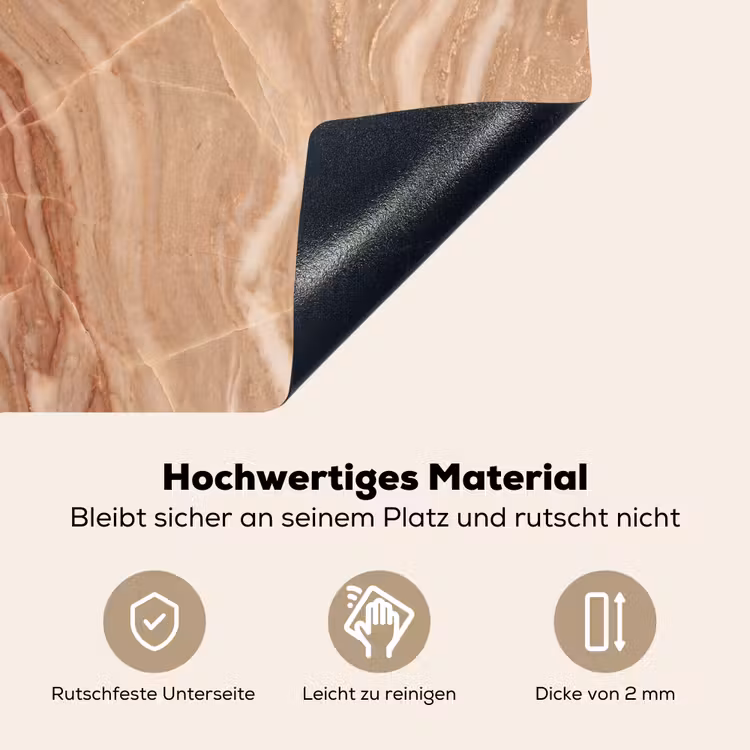 Marmer - Ader - Natuur - Abstract - Beige Inductie beschemer met haakjes klein -ky-onderkant-de