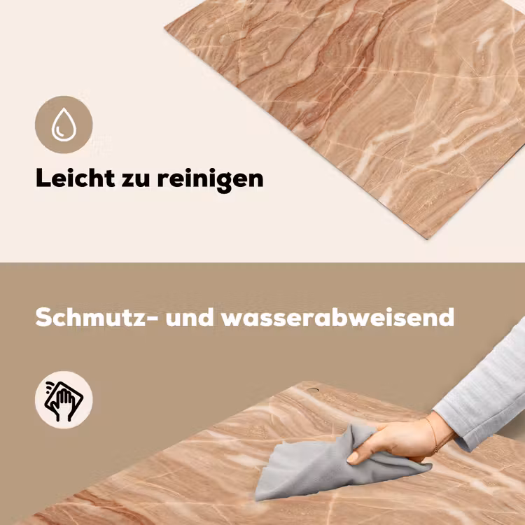 Marmer - Ader - Natuur - Abstract - Beige Inductie beschemer met haakjes klein -ky-schoon-de