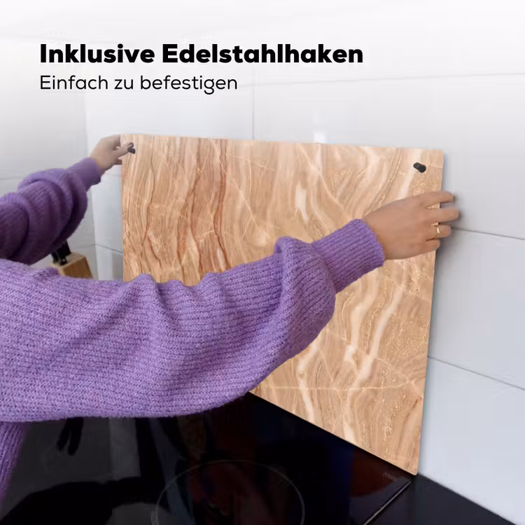 Marmer - Ader - Natuur - Abstract - Beige Inductie beschemer met haakjes klein -ky-ophangen-de