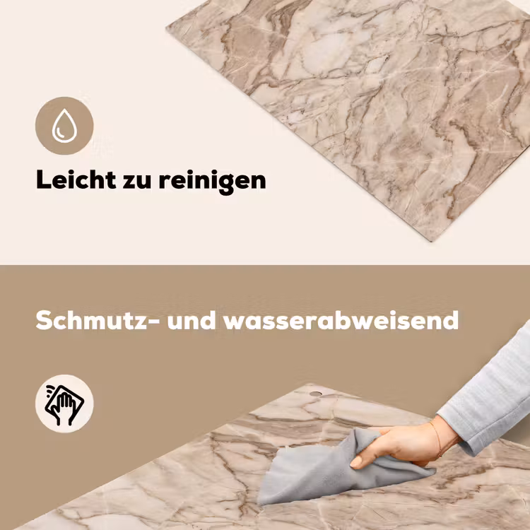 Marmer - Aderen - Textuur - Beige - Modern Inductie beschemer met haakjes klein -ky-schoon-de