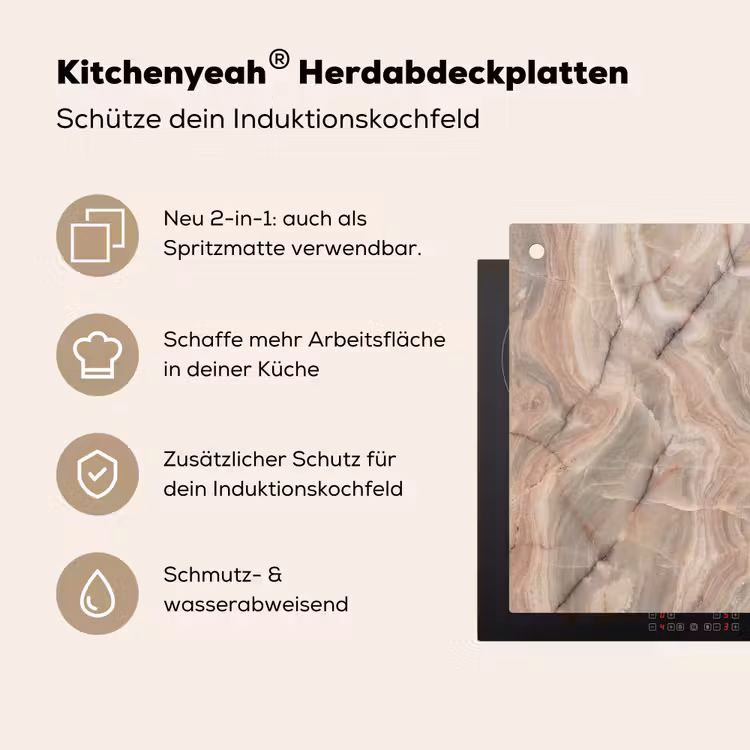 Marmer - Patroon - Abstract - Beige - Groen Inductie beschemer met haakjes klein -ky-usp-de