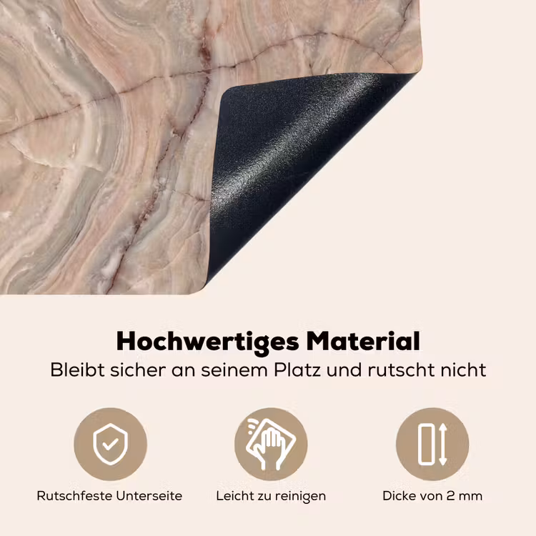 Marmer - Patroon - Abstract - Beige - Groen Inductie beschemer met haakjes klein -ky-onderkant-de