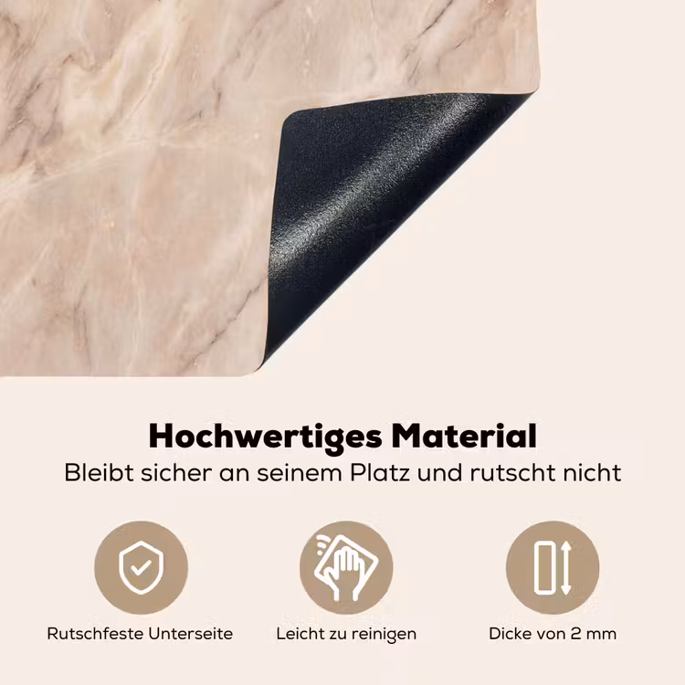 Marmer - Patroon - Abstract - Modern - Beige Inductie beschemer met haakjes klein -ky-onderkant-de