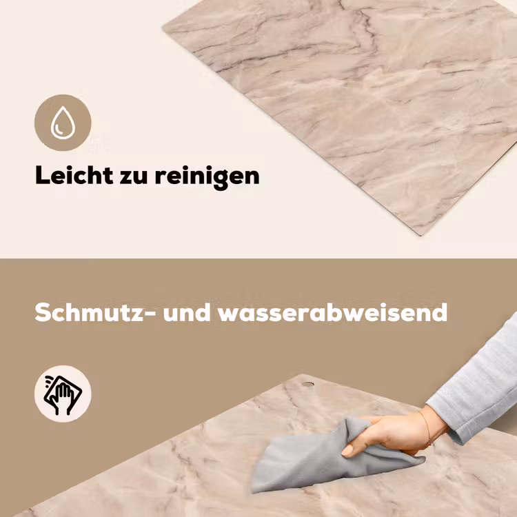 Marmer - Patroon - Abstract - Modern - Beige Inductie beschemer met haakjes klein -ky-schoon-de