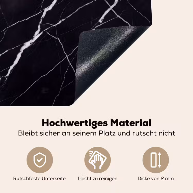 Marmer - Patroon - Abstract - Modern - Zwart Inductie beschemer met haakjes klein -ky-onderkant-de