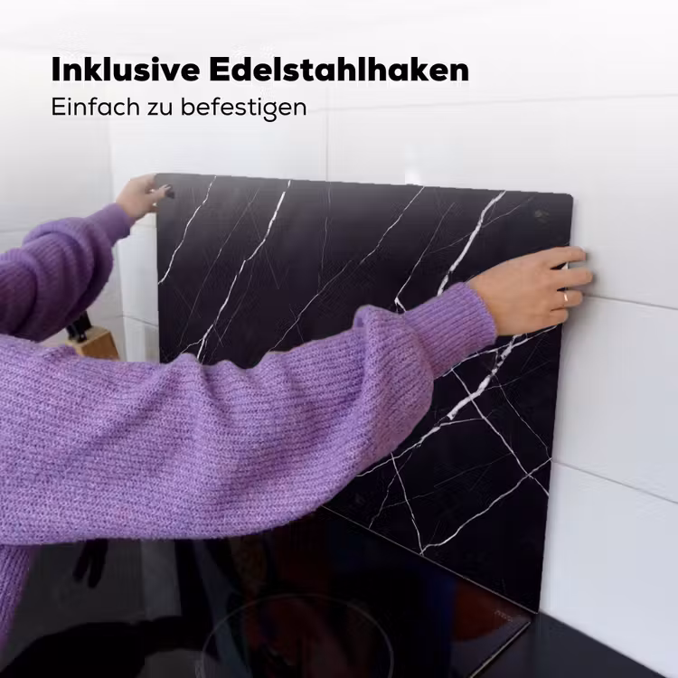 Marmer - Patroon - Abstract - Modern - Zwart Inductie beschemer met haakjes klein -ky-ophangen-de