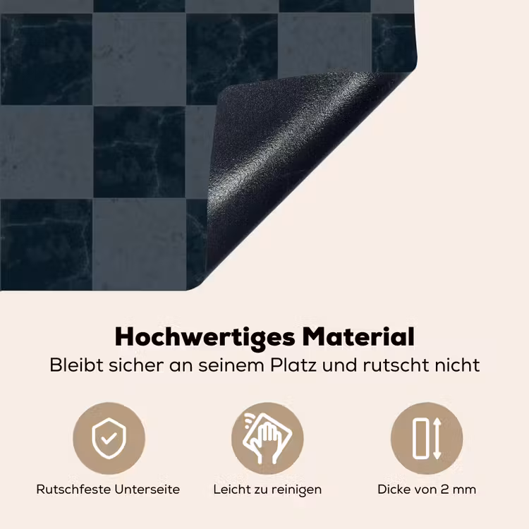 Marmer - Patroon - Antraciet Inductie beschemer met haakjes klein 777 -ky-onderkant-de