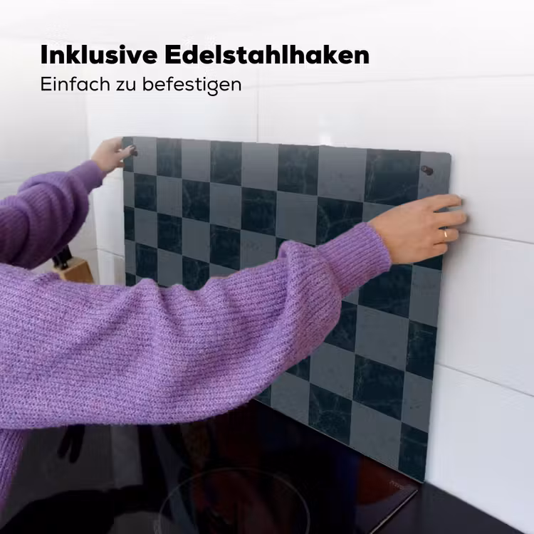 Marmer - Patroon - Antraciet Inductie beschemer met haakjes klein 777 -ky-ophangen-de
