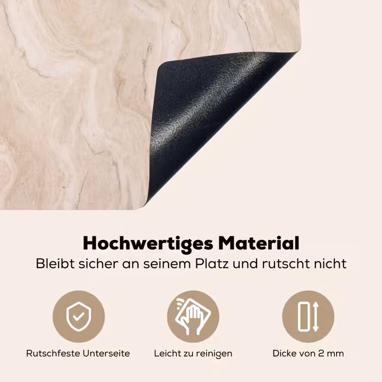 Marmer - Patroon - Beige - Steen - Abstract Inductie beschemer met haakjes klein -ky-onderkant-de