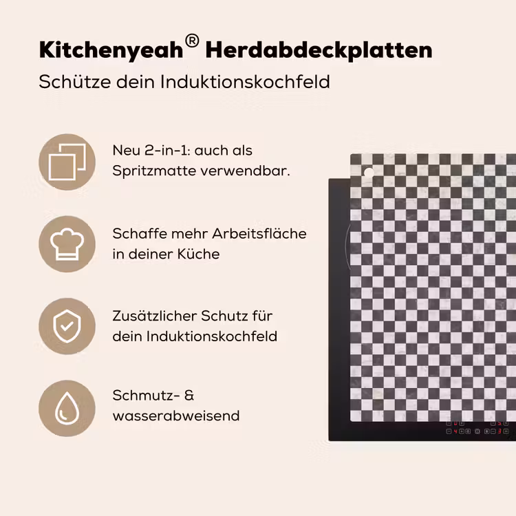 Marmer - Patroon - Grijs Inductie beschemer met haakjes klein 777 -ky-usp-de