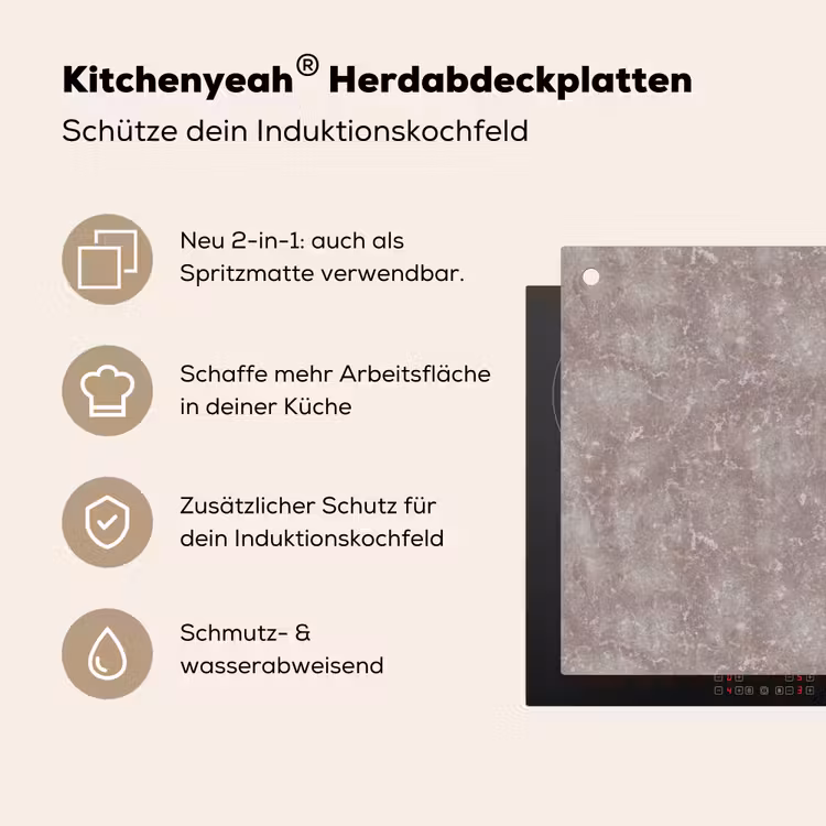Marmer - Patroon - Mauve Inductie beschemer met haakjes klein 777 -ky-usp-de