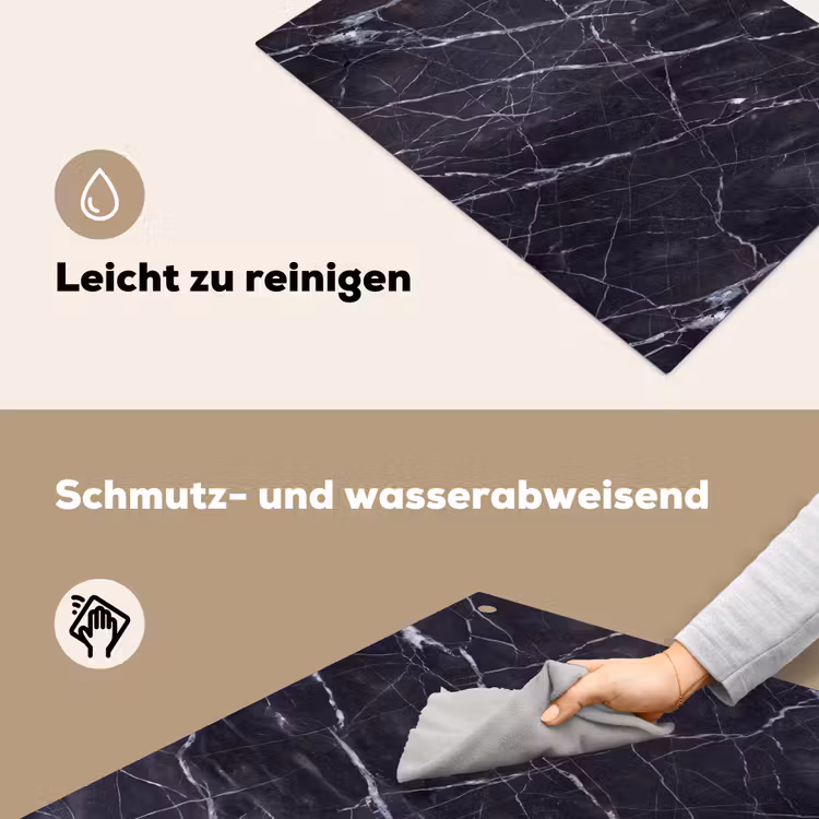 Marmer - Patroon - Modern - Zwart - Wit Inductie beschemer met haakjes klein -ky-schoon-de