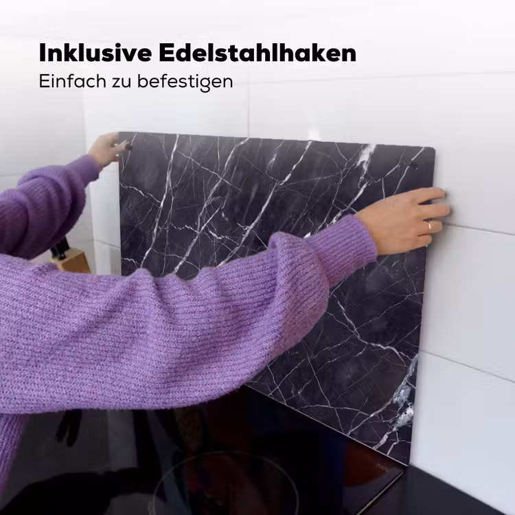 Marmer - Patroon - Modern - Zwart - Wit Inductie beschemer met haakjes klein -ky-ophangen-de