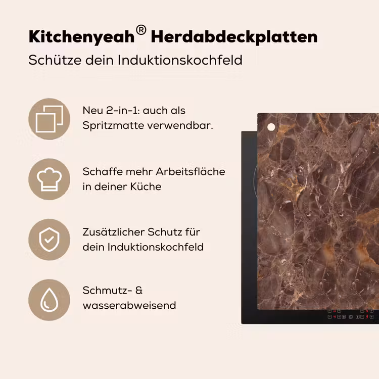 Marmer - Patroon - Natuur - Bruin - Goud Inductie beschemer met haakjes klein -ky-usp-de