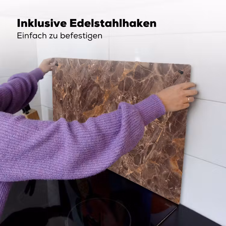 Marmer - Patroon - Natuur - Bruin - Goud Inductie beschemer met haakjes klein -ky-ophangen-de