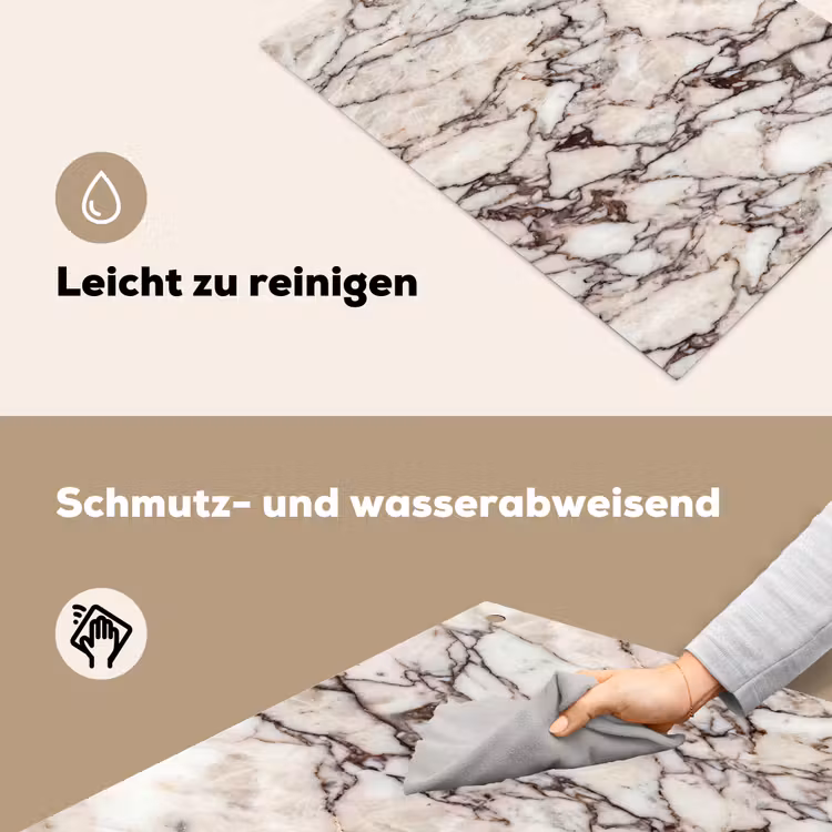 Marmer - Textuur - Abstract - Wit - Bruin Inductie beschemer met haakjes klein -ky-schoon-de