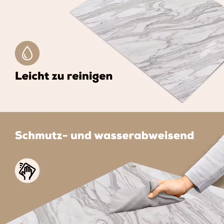 Marmer - Wit - Grijs - Structuur - Modern Inductie beschemer met haakjes klein -ky-schoon-de