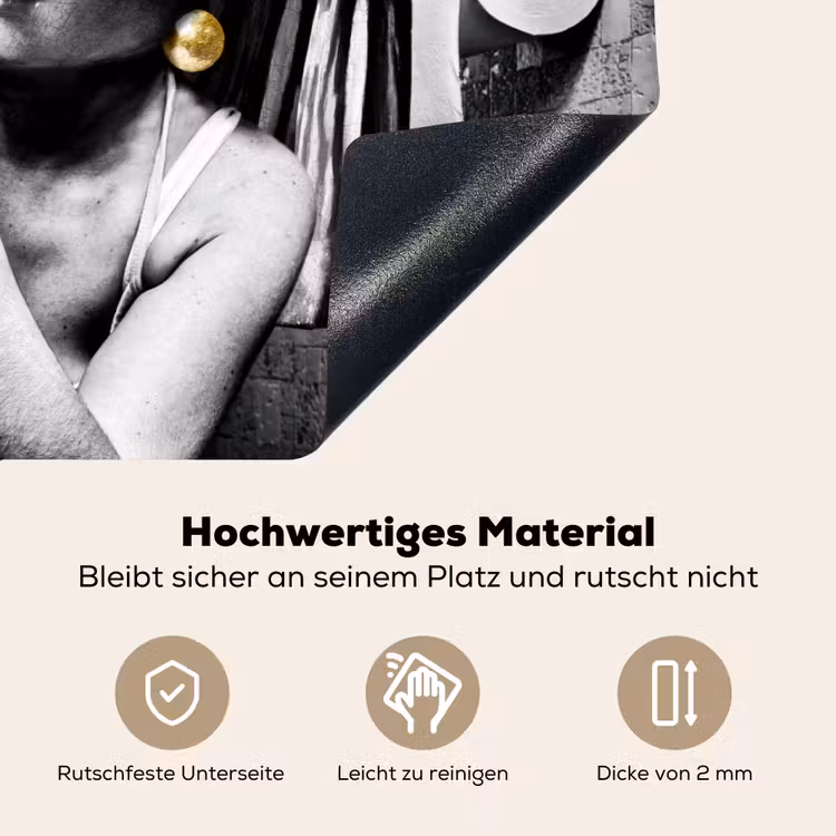 2-in-1 Herdabdeckplatte & Spritzschutz - Marmoroptik - Mädchen mit Perlenohrring - Zigaretten - Toilette - Gold - Kunst - Alte Meister - Marmerlook - Meisje met de parel - Sigaretten - Toilet - Goud - Kunst - Oude meesters Inductie beschemer met haakjes klein