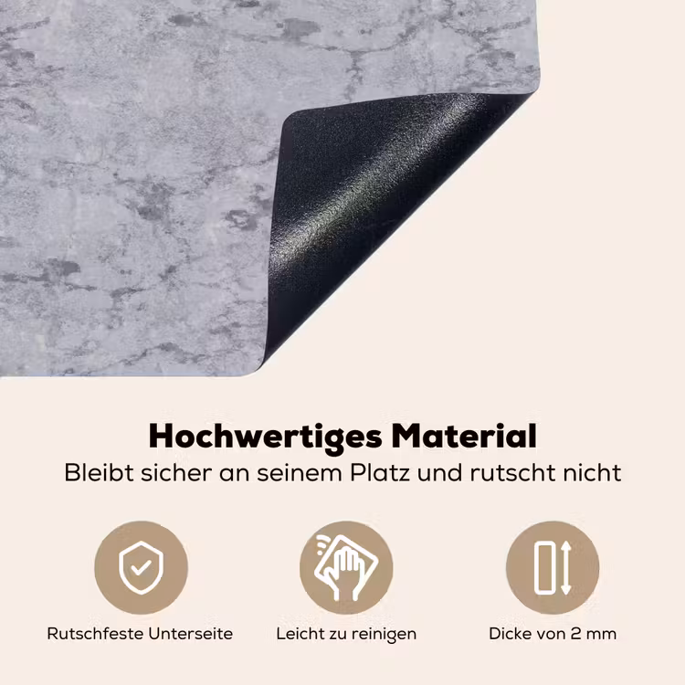 Marmerplaat - Patroon - Grijs Inductie beschemer met haakjes klein 777 -ky-onderkant-de