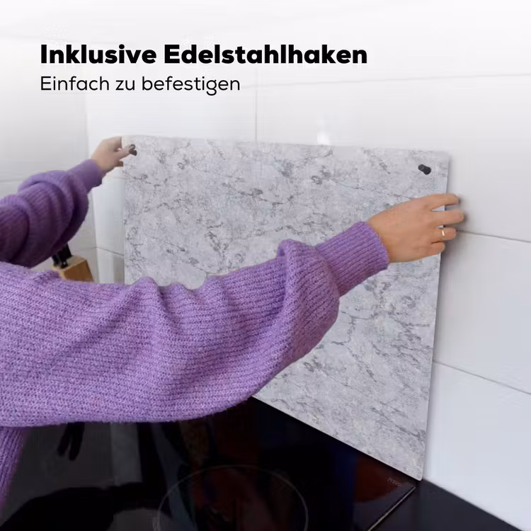 Marmerplaat - Patroon - Grijs Inductie beschemer met haakjes klein 777 -ky-ophangen-de