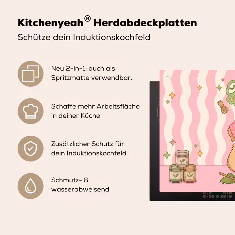 Matcha - Hond - Roze - Groen Inductie beschemer met haakjes klein -ky-usp-de