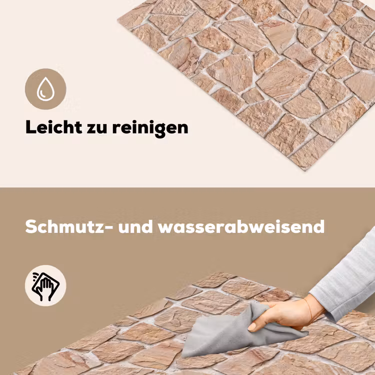 Muur - Steen - Patroon - Rustiek - Beige Inductie beschemer met haakjes klein -ky-schoon-de