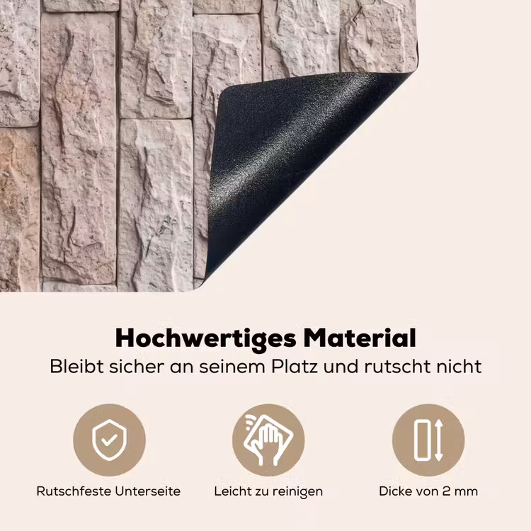 Muur - Steen - Ruw - Beige - Textuur Inductie beschemer met haakjes klein -ky-onderkant-de