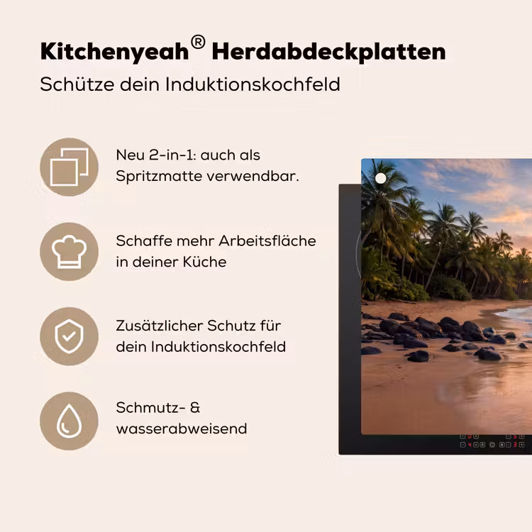 Zee - Berg - Landschap - Tropisch - Goud Inductie beschemer met haakjes klein -ky-usp-de