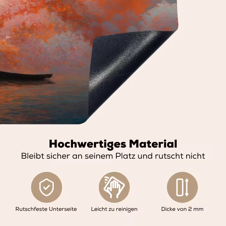 Zee - Boot - Wolken - Oranje Inductie beschemer met haakjes klein -ky-onderkant-de