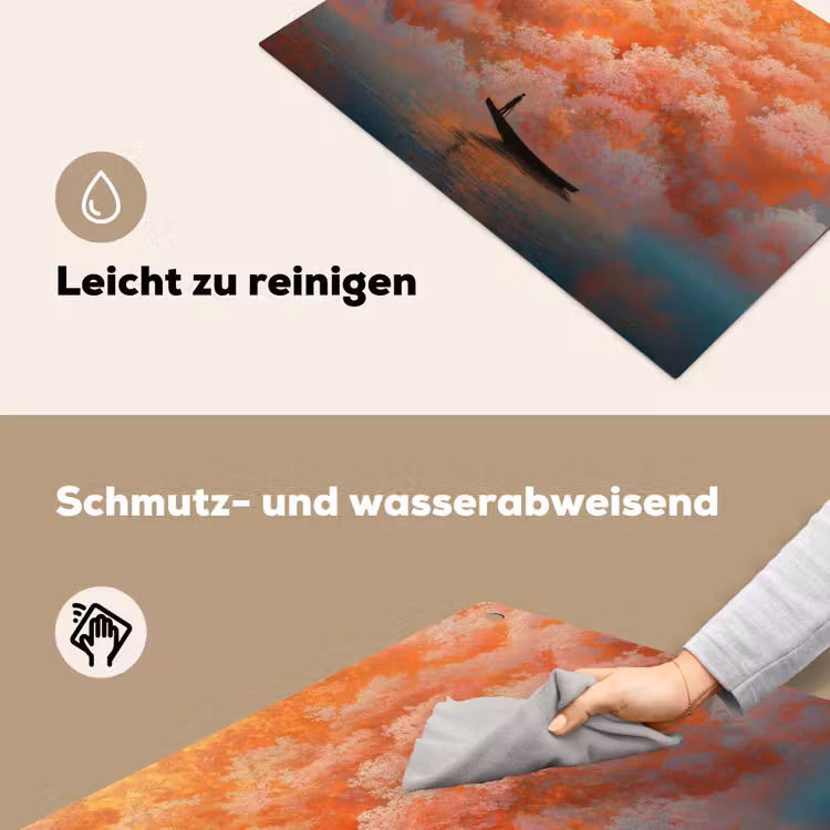 Zee - Boot - Wolken - Oranje Inductie beschemer met haakjes klein -ky-schoon-de