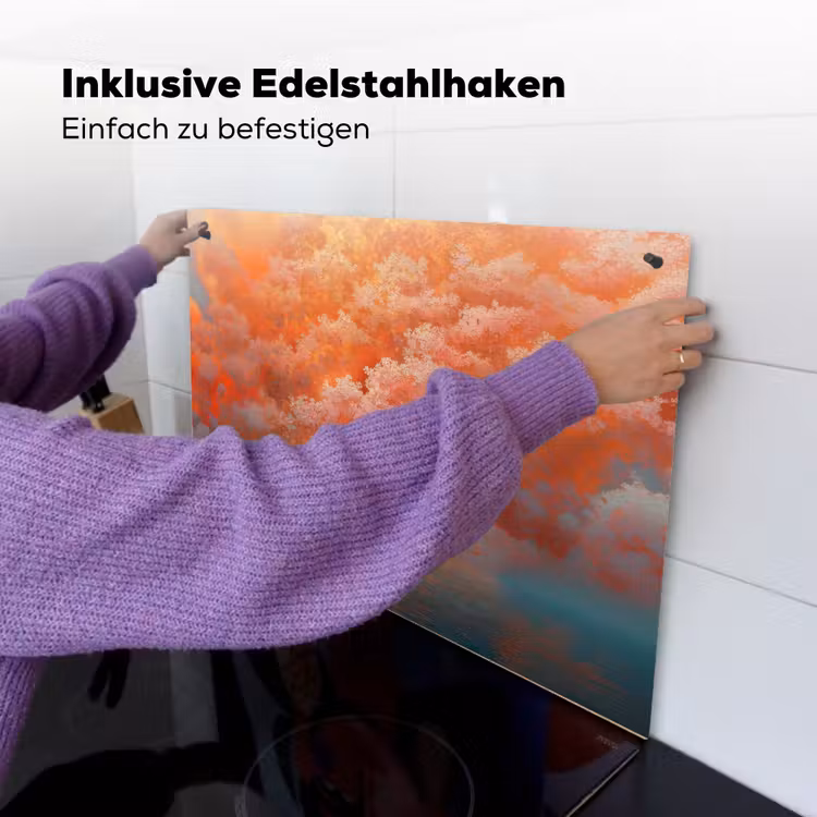 Zee - Boot - Wolken - Oranje Inductie beschemer met haakjes klein -ky-ophangen-de